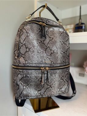 Henri Bendel like new Snake-Print Women’s Backpack - Gray Leather
